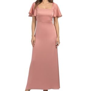 NWT SACHIN + BABI Rouge Flutter Short Sleeve Tie Back Dress Gown Size 10